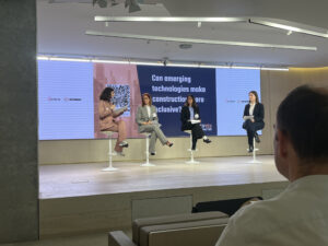 Sofia Finzi (ICONS), Eva Martinez Cruz (ICONS), María Teresa Lázaro Grañón (ITA) and Harshita Thakare (InCUBE project) on stage during the panel discussion